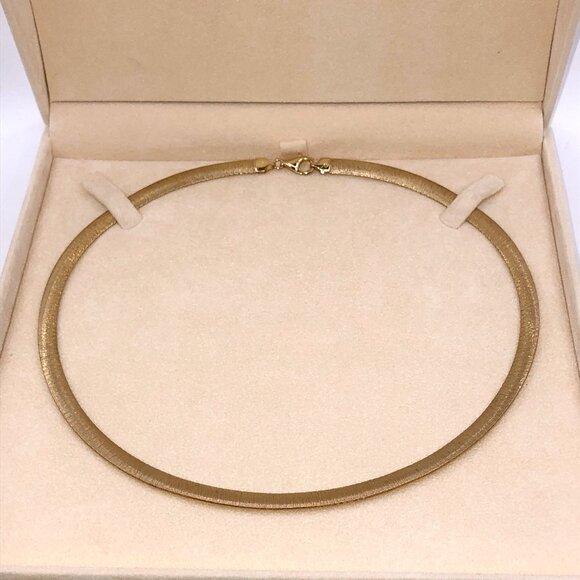 Vintage Veronese Sterling Silver & Gold Plated 6mm Reversible 18"Omega Necklace